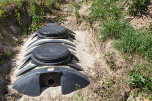 A septic tank installed in the ground.
