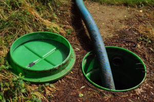 A septic tank being pumped.